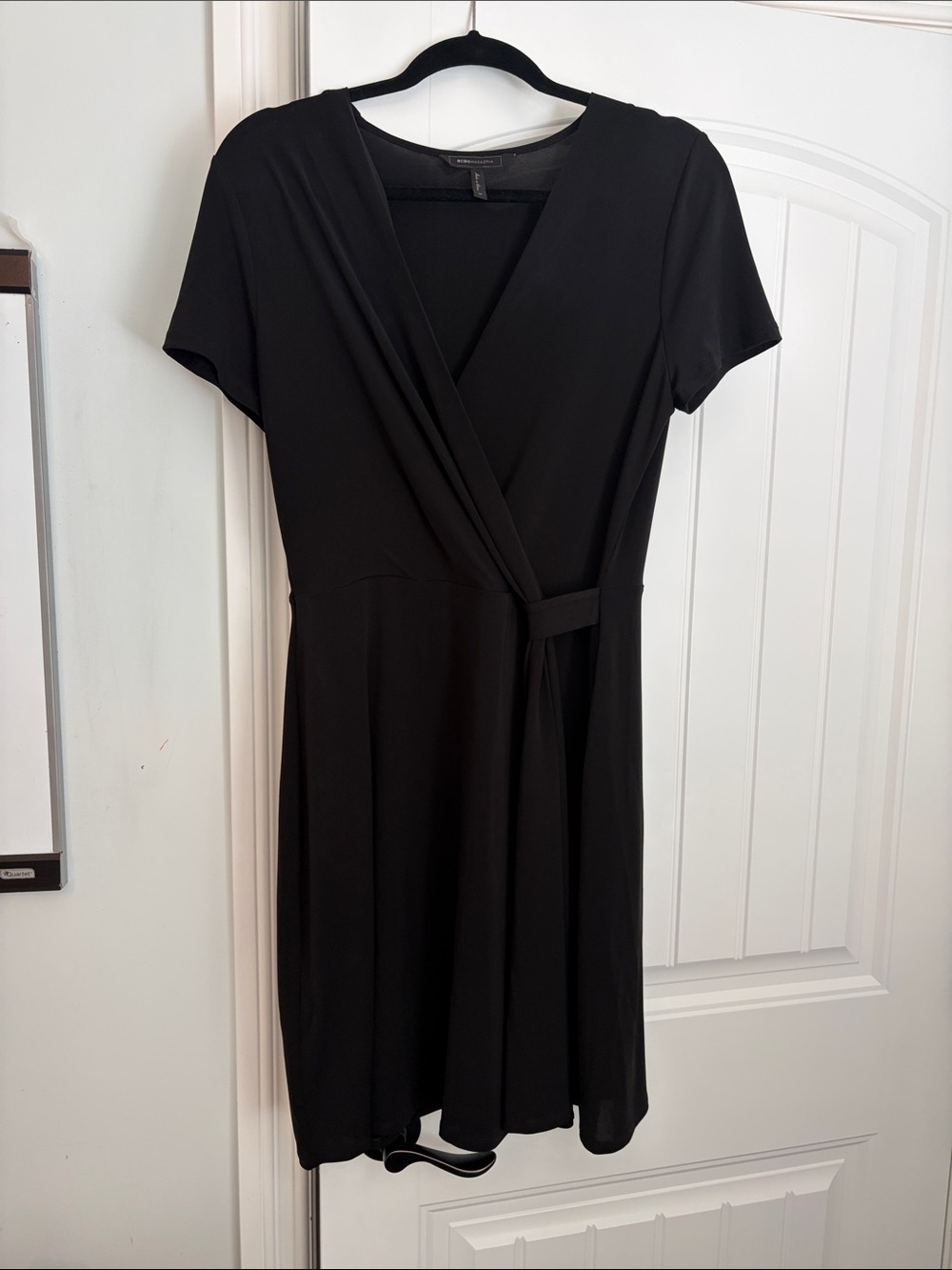 BCBGMaxAzria Black Short-Sleeve Wrap Dress